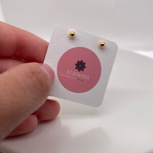 18K Plated Yellow Gold Ball Stud Earrings